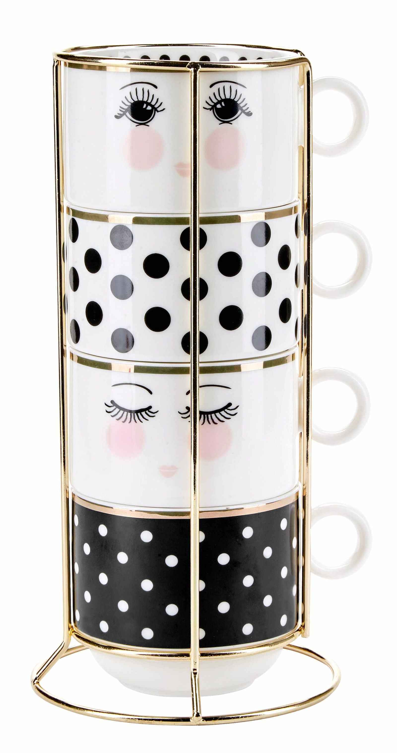 Miss Étoile - Coffee Mugs in a Rack Eyes and Dots