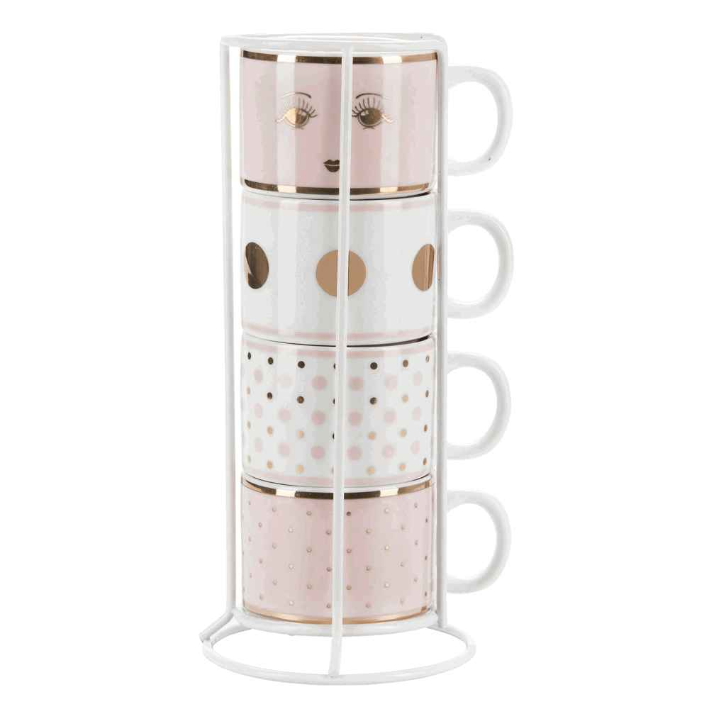 Miss Étoile Espresso Mugs in Pink with Dots