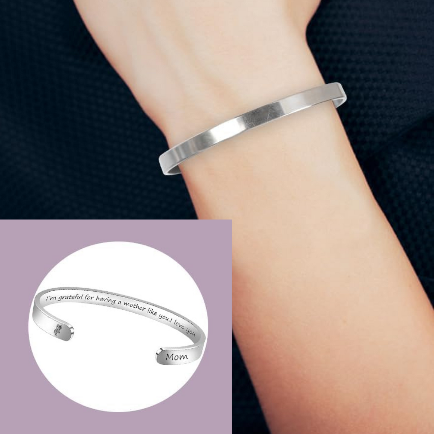 Mom Stainless Steel Bracelet - Flair Flower Bar & Studio