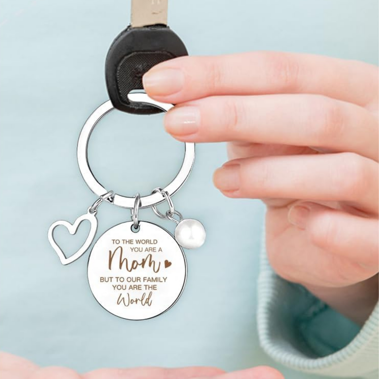 Mom Stainless Steel Keychain with Pendant - Flair Flower Bar & Studio