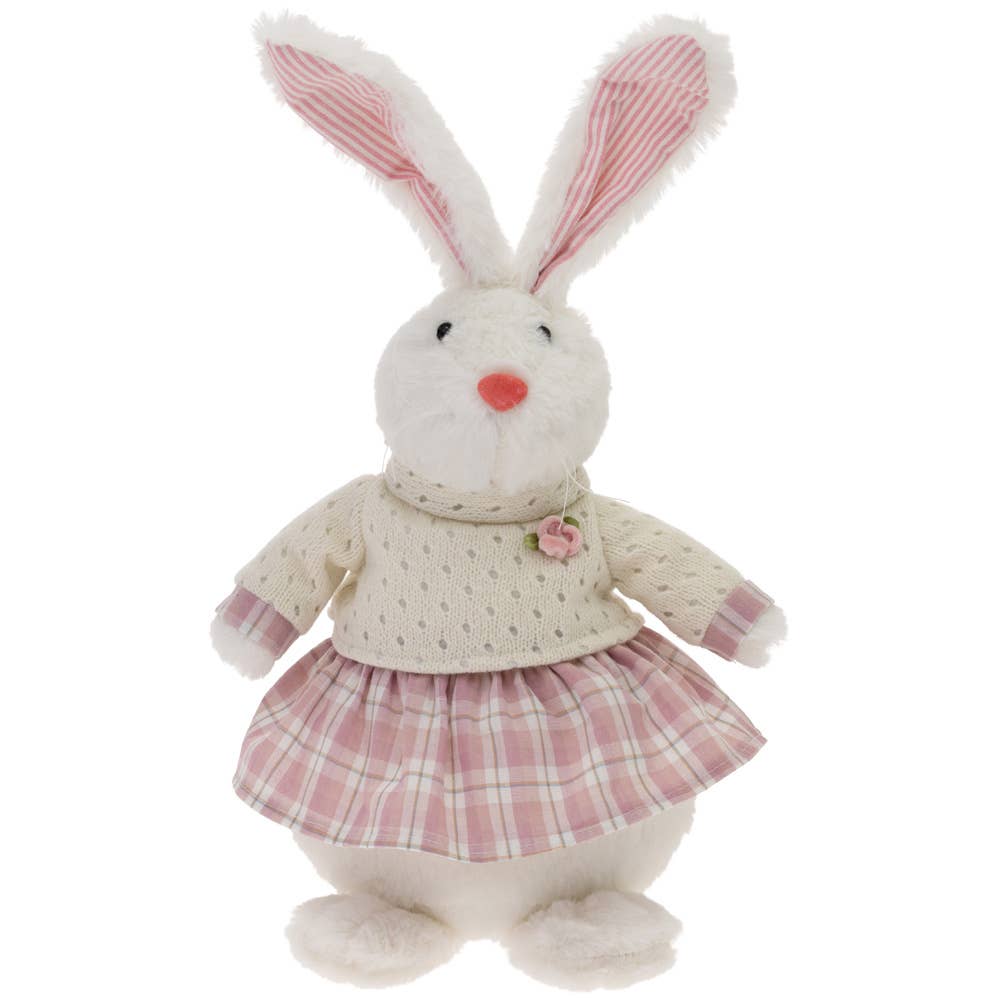 Nora Standing Pink Plaid Skirt Baby Bunny - Flair Flower Bar & Studio