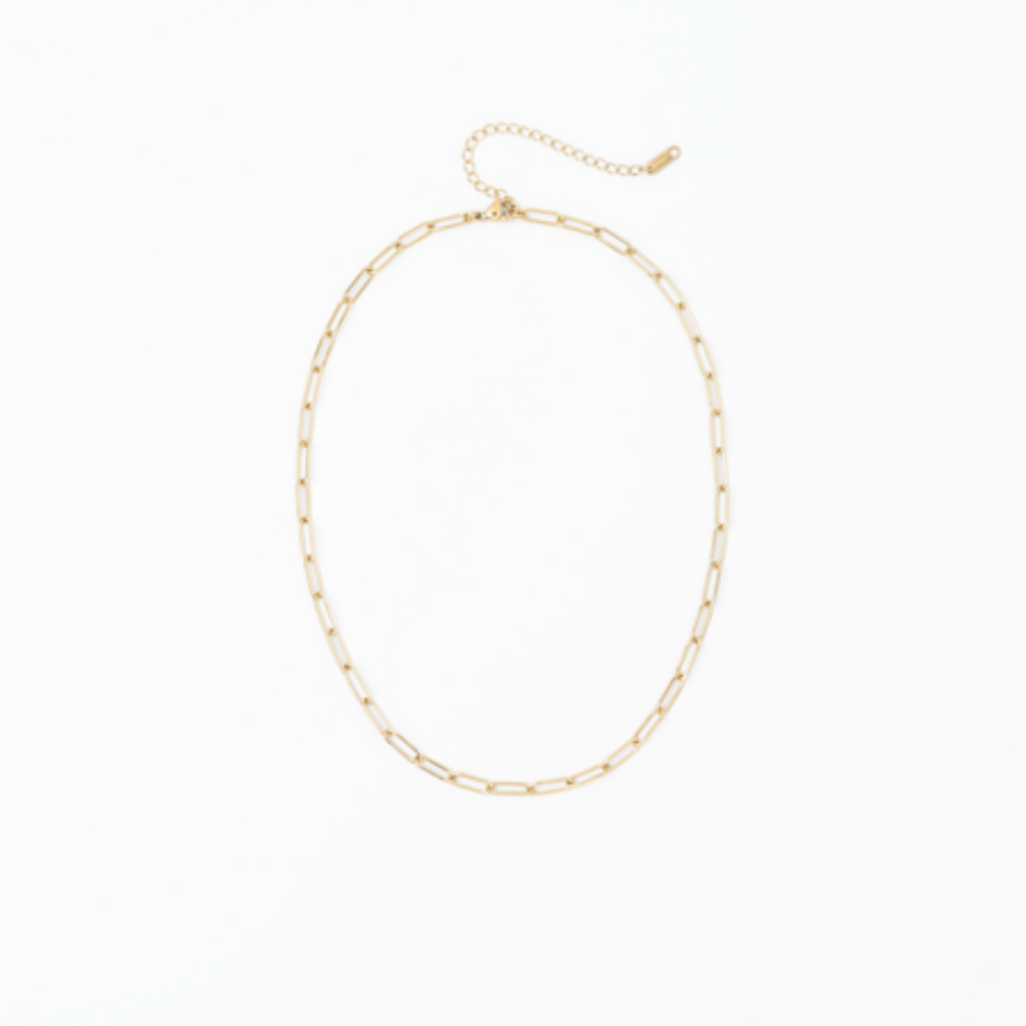 Gold chain necklace on a white background