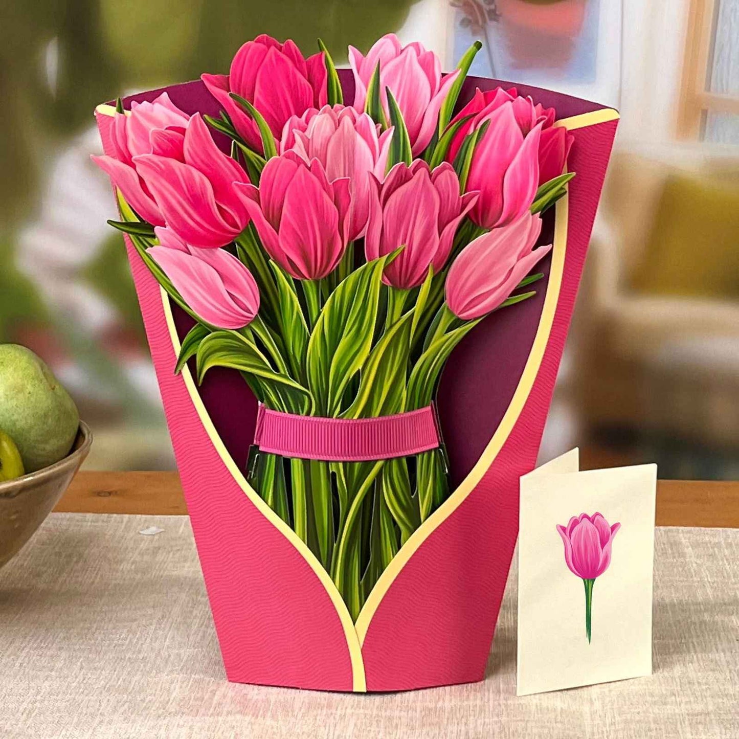 Pink Tulips Greeting Card by FreshCut Paper LLC