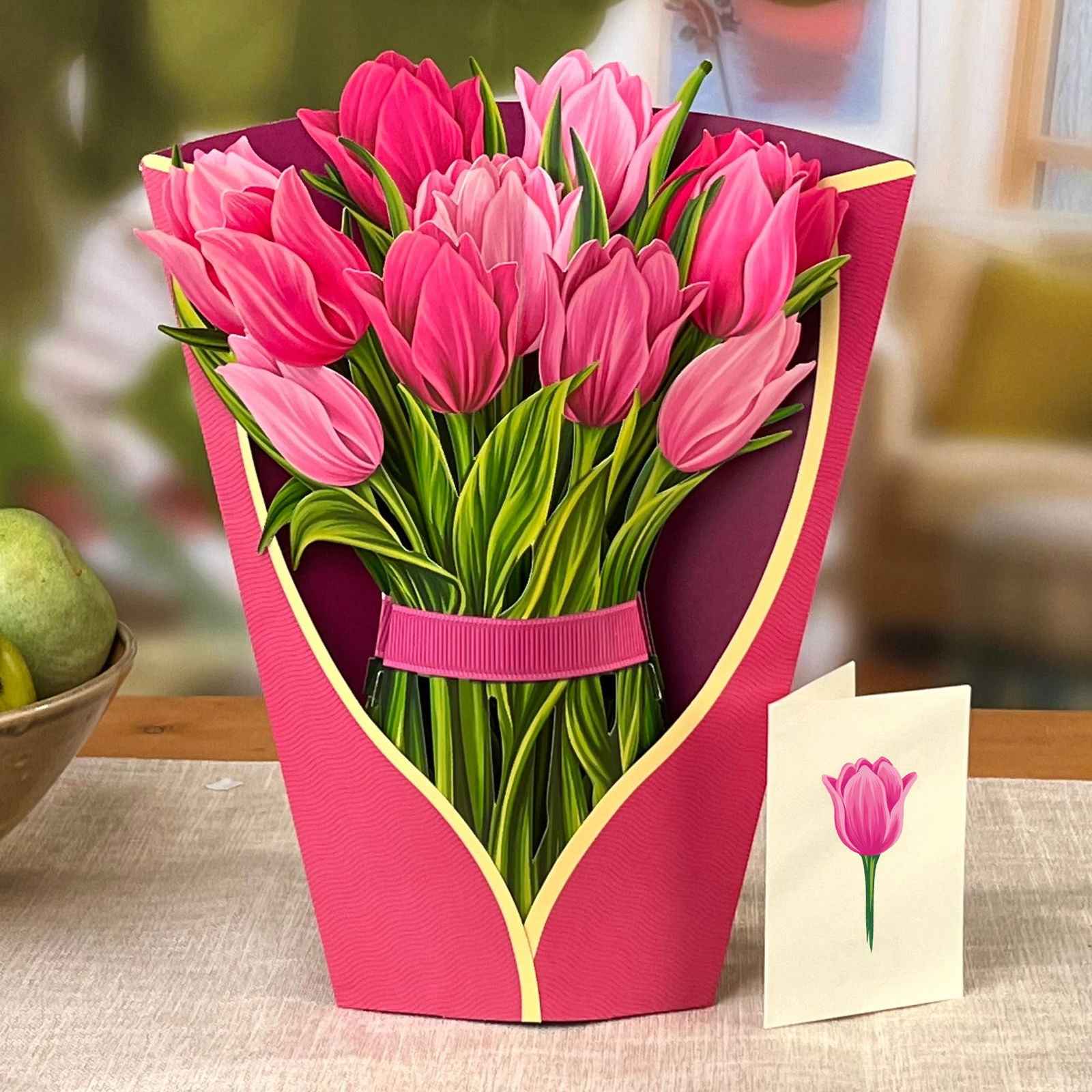 Pink Tulips Greeting Card by FreshCut Paper LLC