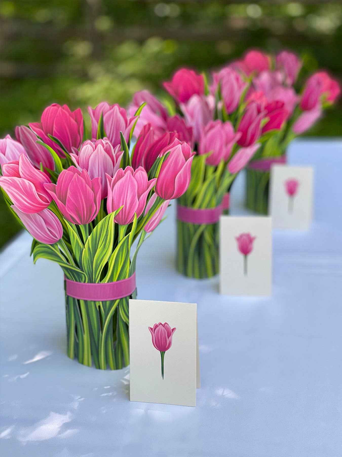 Pink Tulips Greeting Card by FreshCut Paper LLC