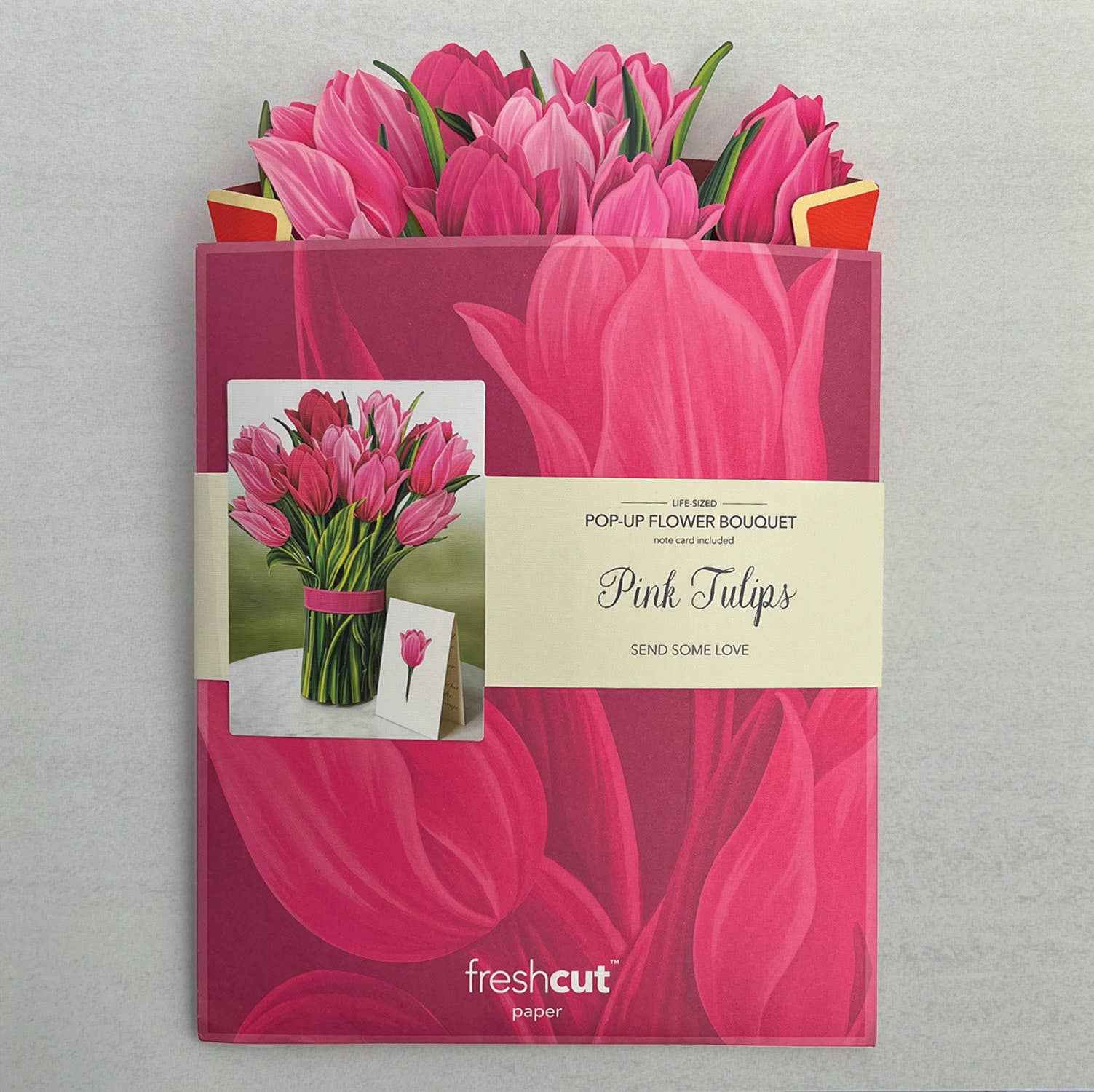 Pink Tulips Greeting Card by FreshCut Paper LLC