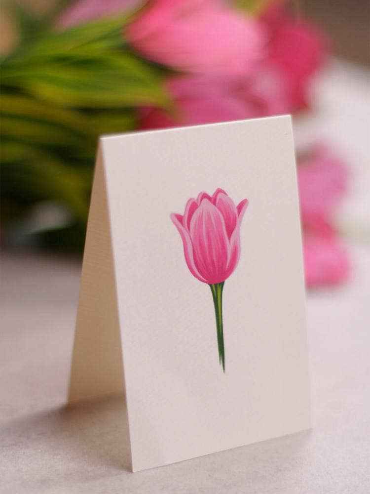 Pink Tulips Greeting Card by FreshCut Paper LLC