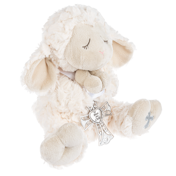 Serenity Lamb with Crib Cross Christening or Baptism Gift