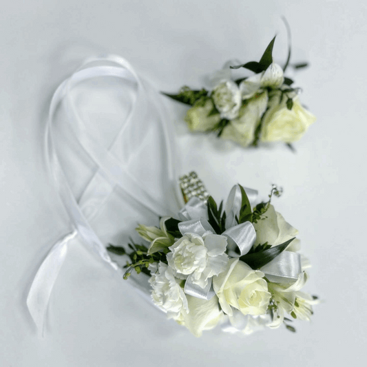 Prom Homecoming Coordinating Corsage & Boutonniere Set - Neutral - Flair Flower Bar & Studio