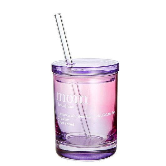Purple Glass Mom Tumbler with Lid & Straw - Flair Flower Bar & Studio