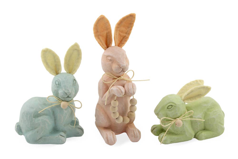 Resin Carved Bunnies Set of 3 Easter Accents - Flair Flower Bar & Studio