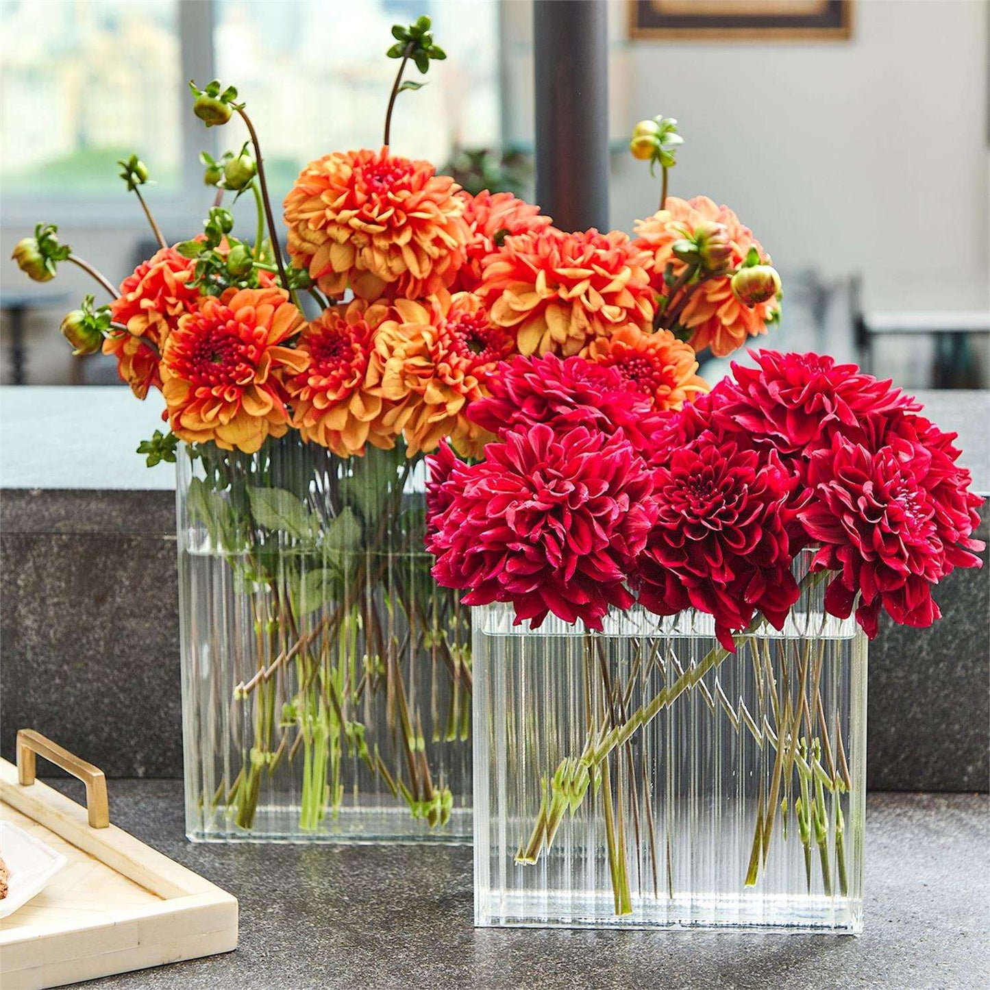 Ribbed Window Square Vase - Flair Flower Bar & Studio