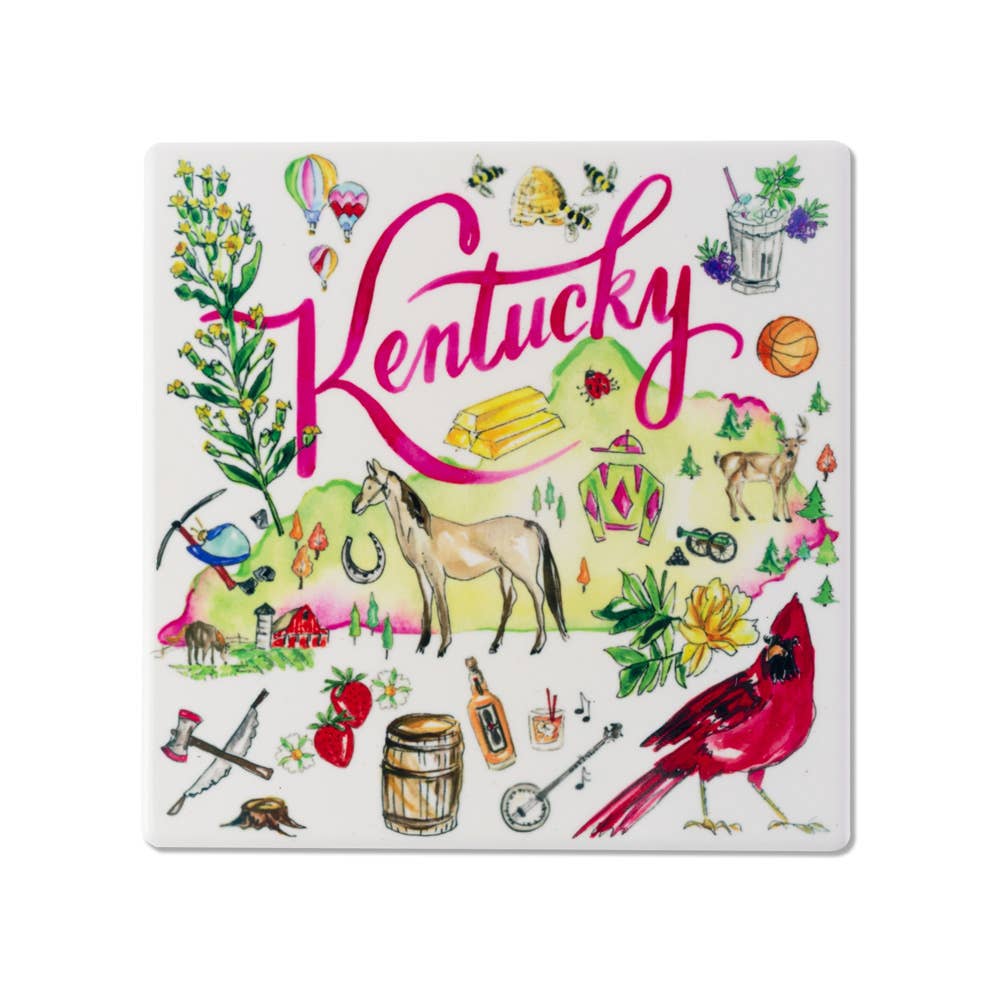 Rosanne Beck Kentucky Collection Ceramic Coaster - Flair Flower Bar & Studio