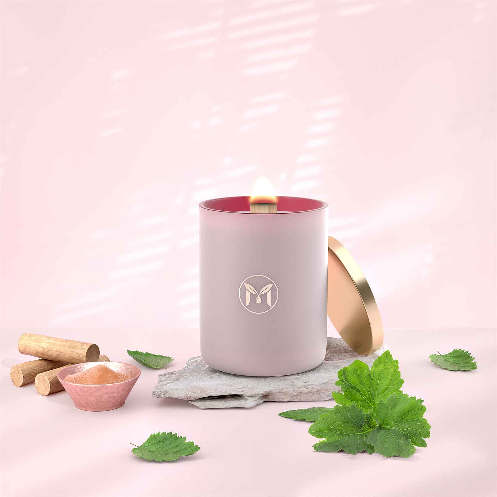 Sandalwood Patchouli 100% Soy Wax Crackling Wood Wick Candle