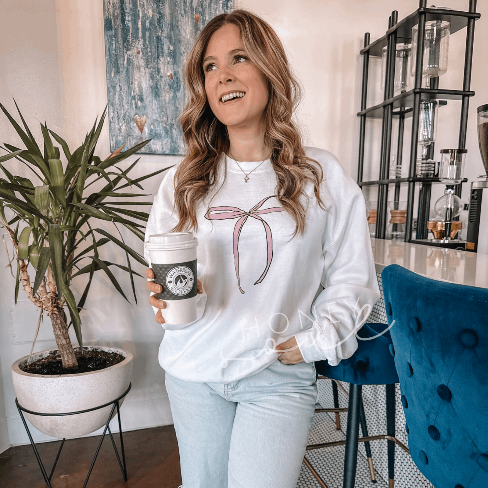 She Is Clothed Bow Sweatshirt - Flair Flower Bar & Studio
