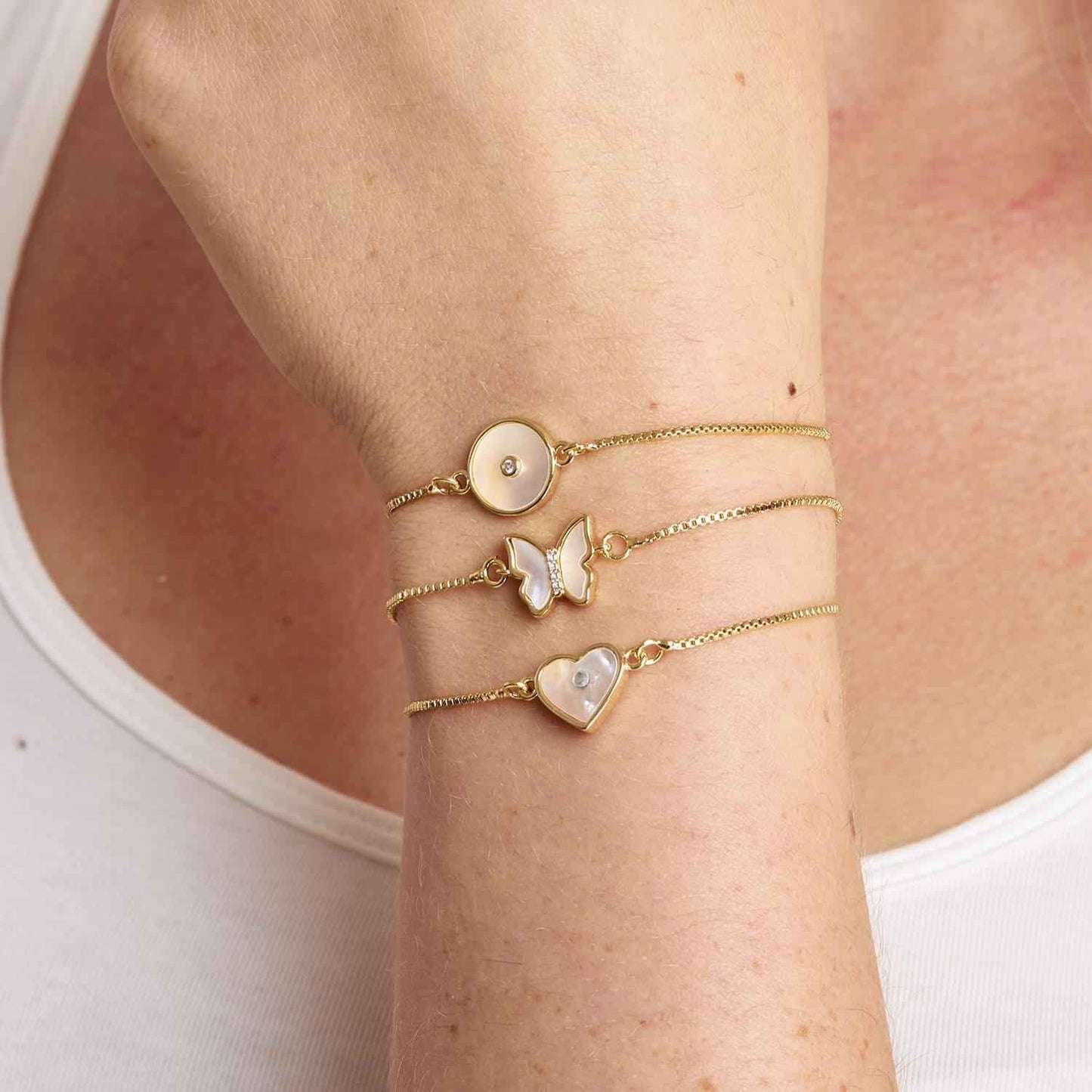 Pearlescent Adjustable Rhinestone Bracelet