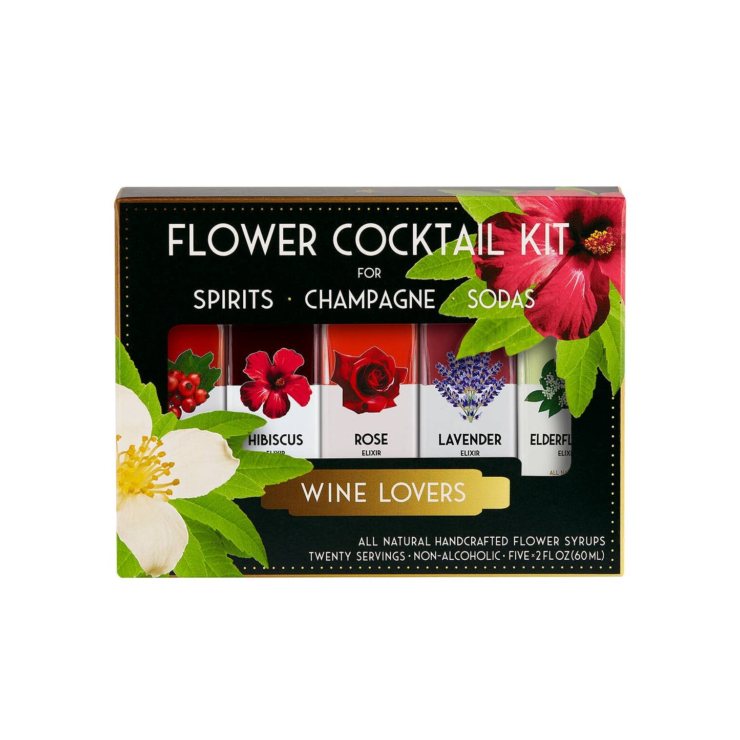 Wine Lovers Cocktail Kit. 5-Pack Flower Syrups. - Flair Flower Bar & Studio