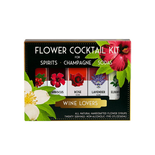 Wine Lovers Cocktail Kit. 5-Pack Flower Syrups. - Flair Flower Bar & Studio