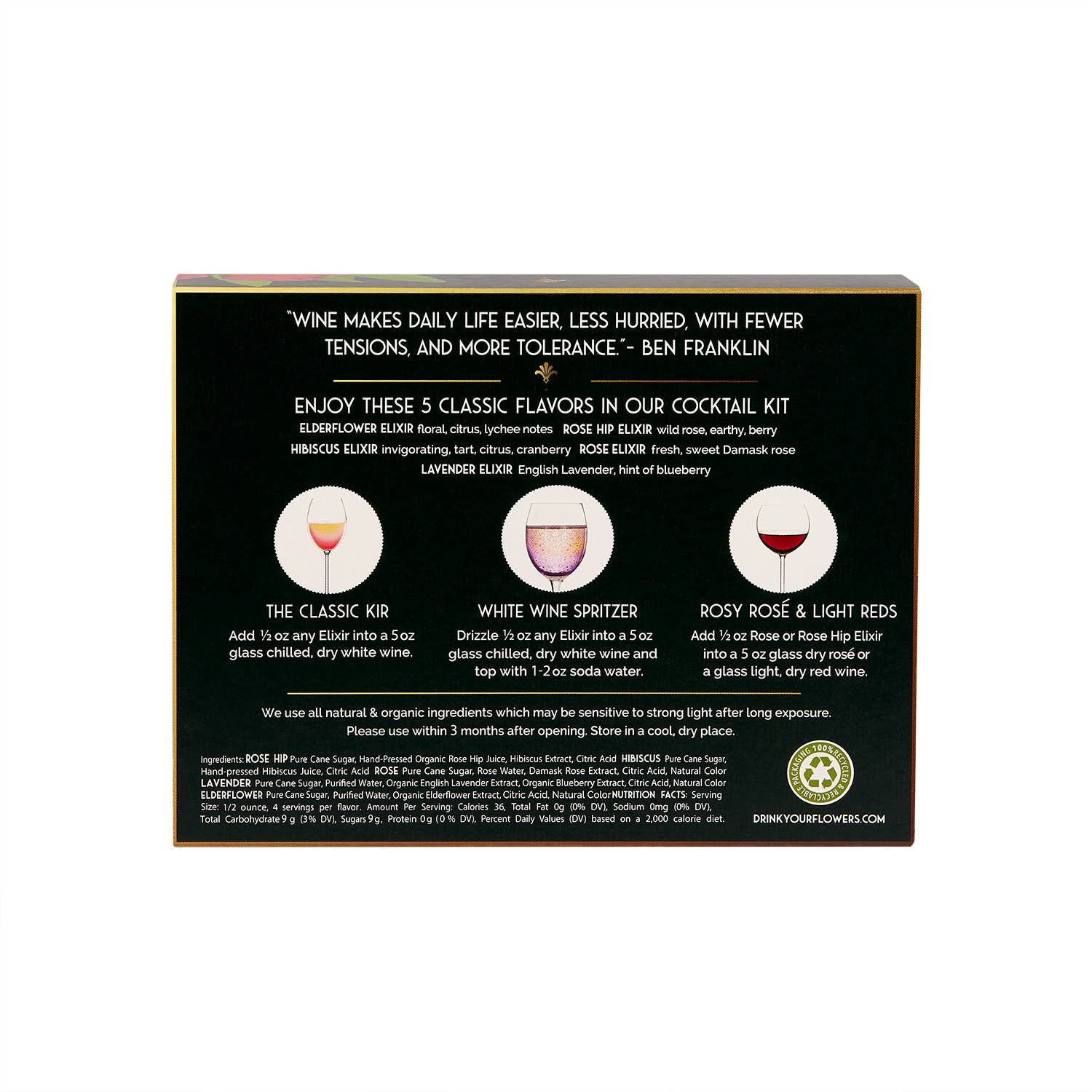 Wine Lovers Cocktail Kit. 5-Pack Flower Syrups. - Flair Flower Bar & Studio