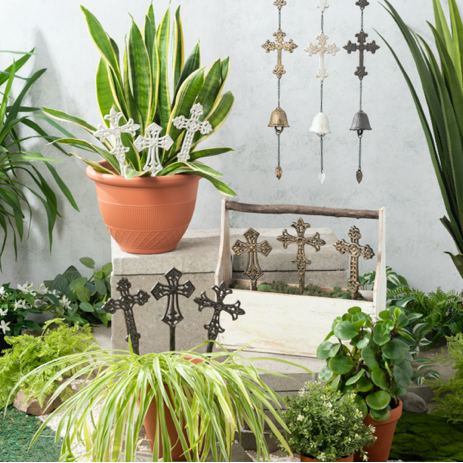 Cast Iron Cross Plant Stake – Decorative Garden Accent