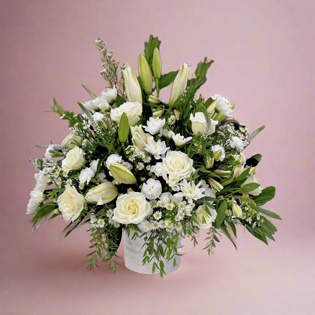Loving Grace Tribute Arrangement – elegant condolence flowers for funeral or memorial