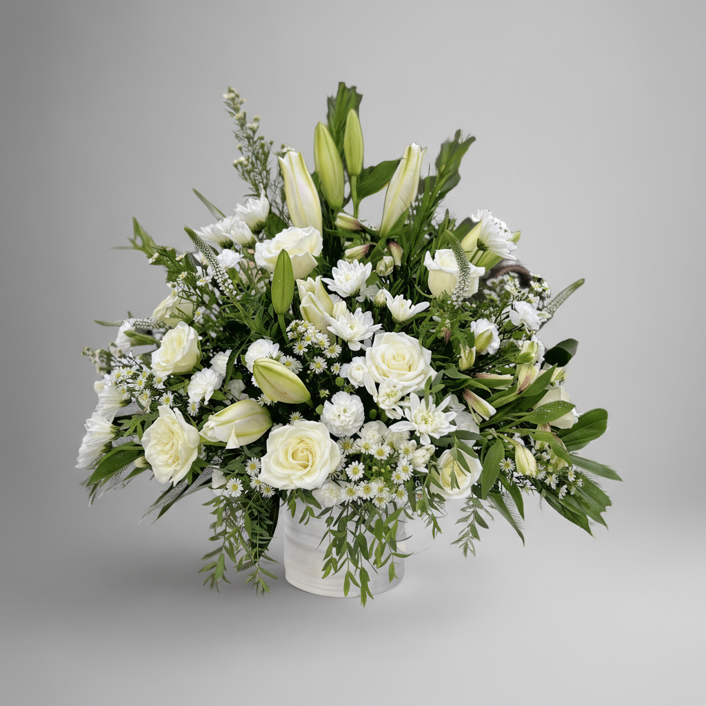 Loving Grace Tribute Arrangement – elegant condolence flowers for funeral or memorial