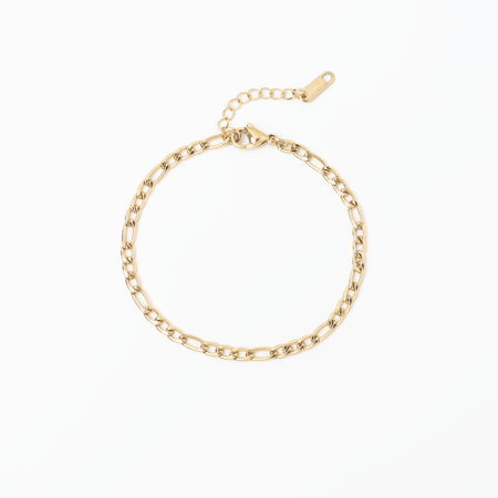 Gold chain bracelet on a white background