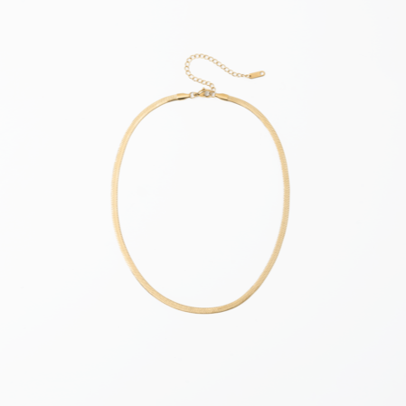 Herringbone Gold necklace on a white background