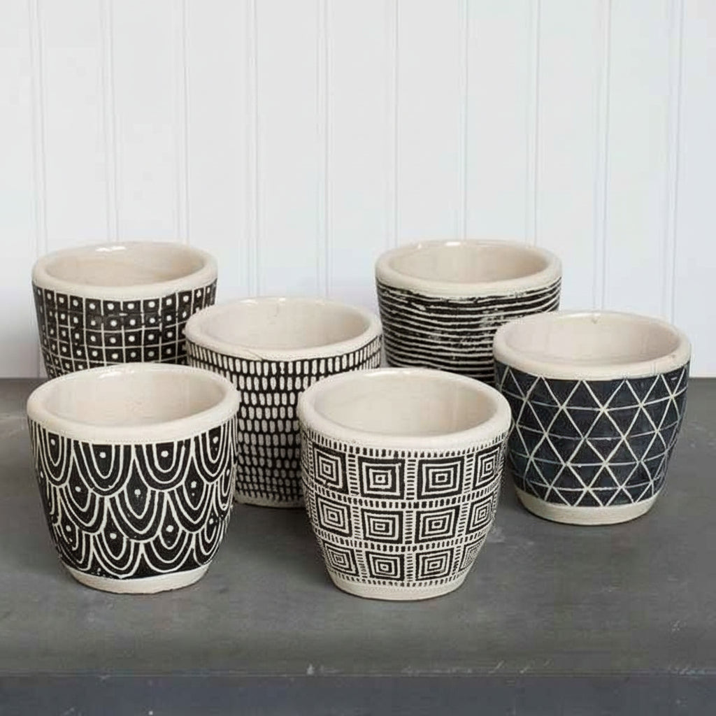 Geometric Art Concrete Flower Pot