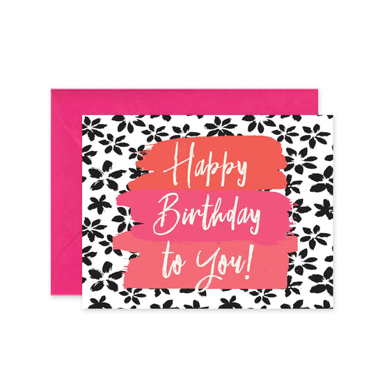 Happy Birthday B&W Floral Greeting Card