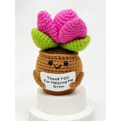 Positive Crochet Potted Succulent KeyChain