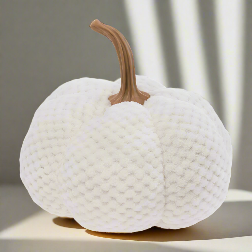 10" Cream Plush Pumpkin Fall Autumn Décor - Flair Flower Bar & Studio