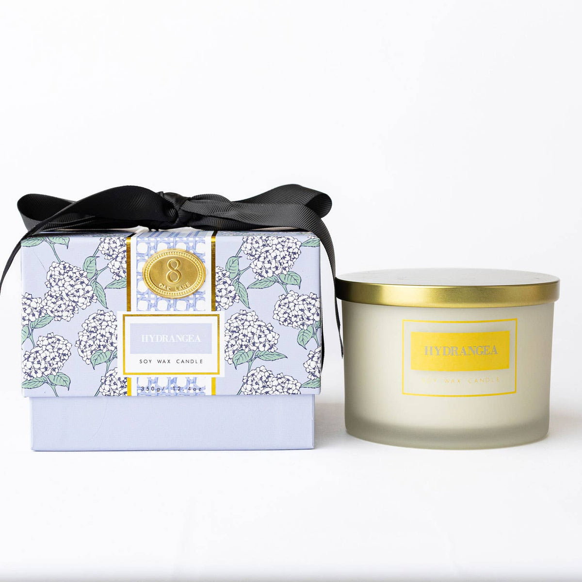 Blooming Hydrangea & Tea Leaves 3-Wick Soy Candle, Boxed