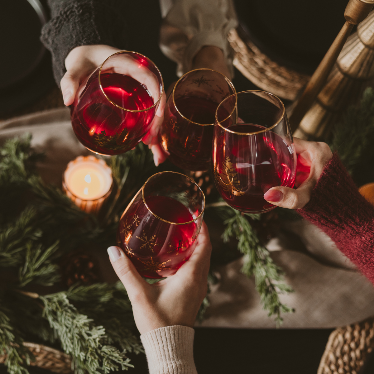 Gold Tree Stemless Wine Glasses – Boxed Set of 2