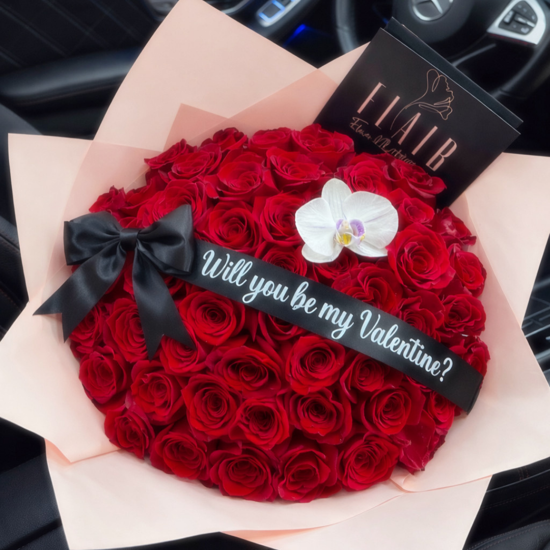 Grand Romance Rose Bouquet Flair Flower Bar & Studio - Luxury Rose Arrangements