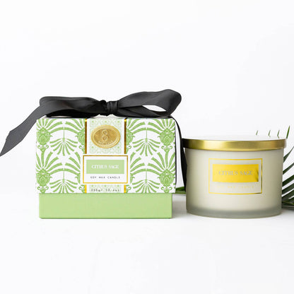 Citrus Sage 3-Wick Soy Candle, Boxed