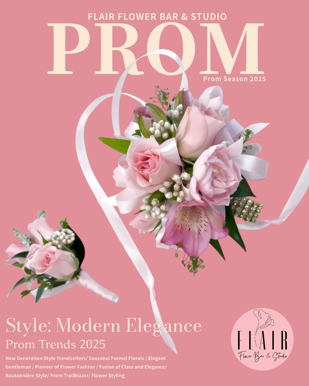 Prom Homecoming Coordinating Corsage & Boutonniere Set - Pastel