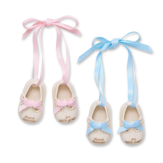 Thank Heaven Pair of Baby Shoes Keepsake Ornament in Gift Box - Porcelain/Polyester