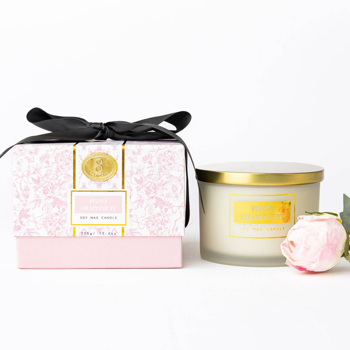 Peony Grapefruit 3-Wick Soy Candle, Boxed