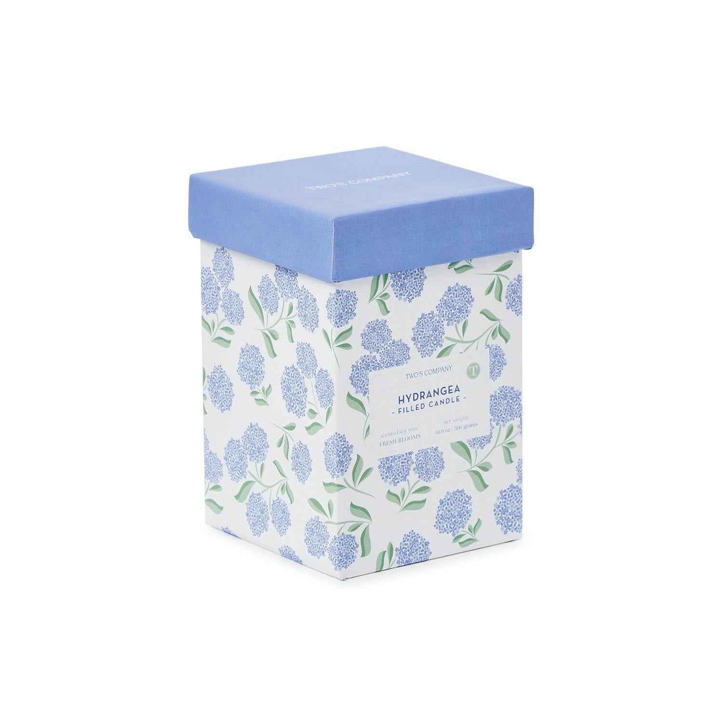Porcelain Hydrangea Relief Filled Soy Wax Candle with Fresh Blooms Scent in Gift Box