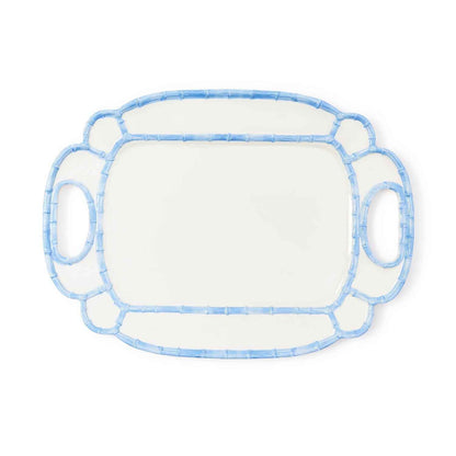 French Blue Bamboo Touch Melamine Platter – 20" Elegant Serving Tray
