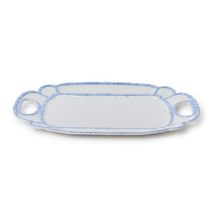French Blue Bamboo Touch Melamine Platter – 20" Elegant Serving Tray