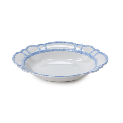 French Blue Bamboo Touch Melamine Serving Bowl – 15" Coastal Chic Salad or Pasta Bowl