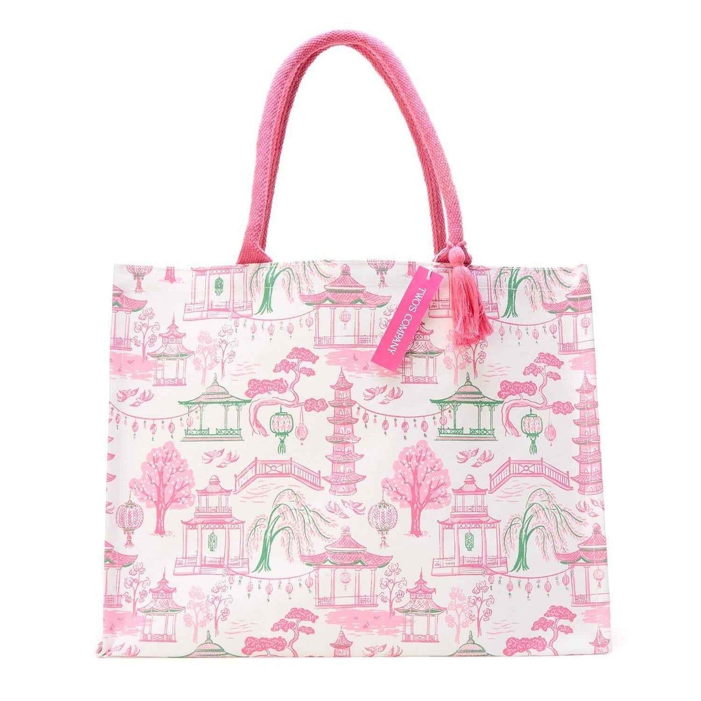 Mahjong Block Print Canvas Tote Bag