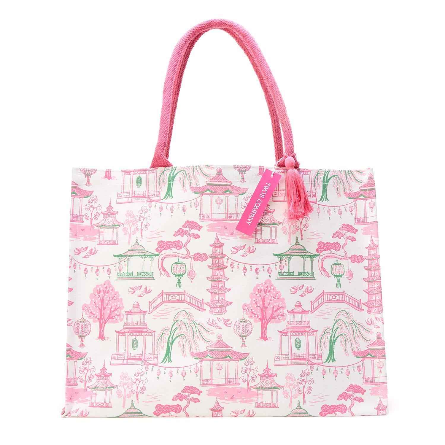 Mahjong Block Print Canvas Tote Bag