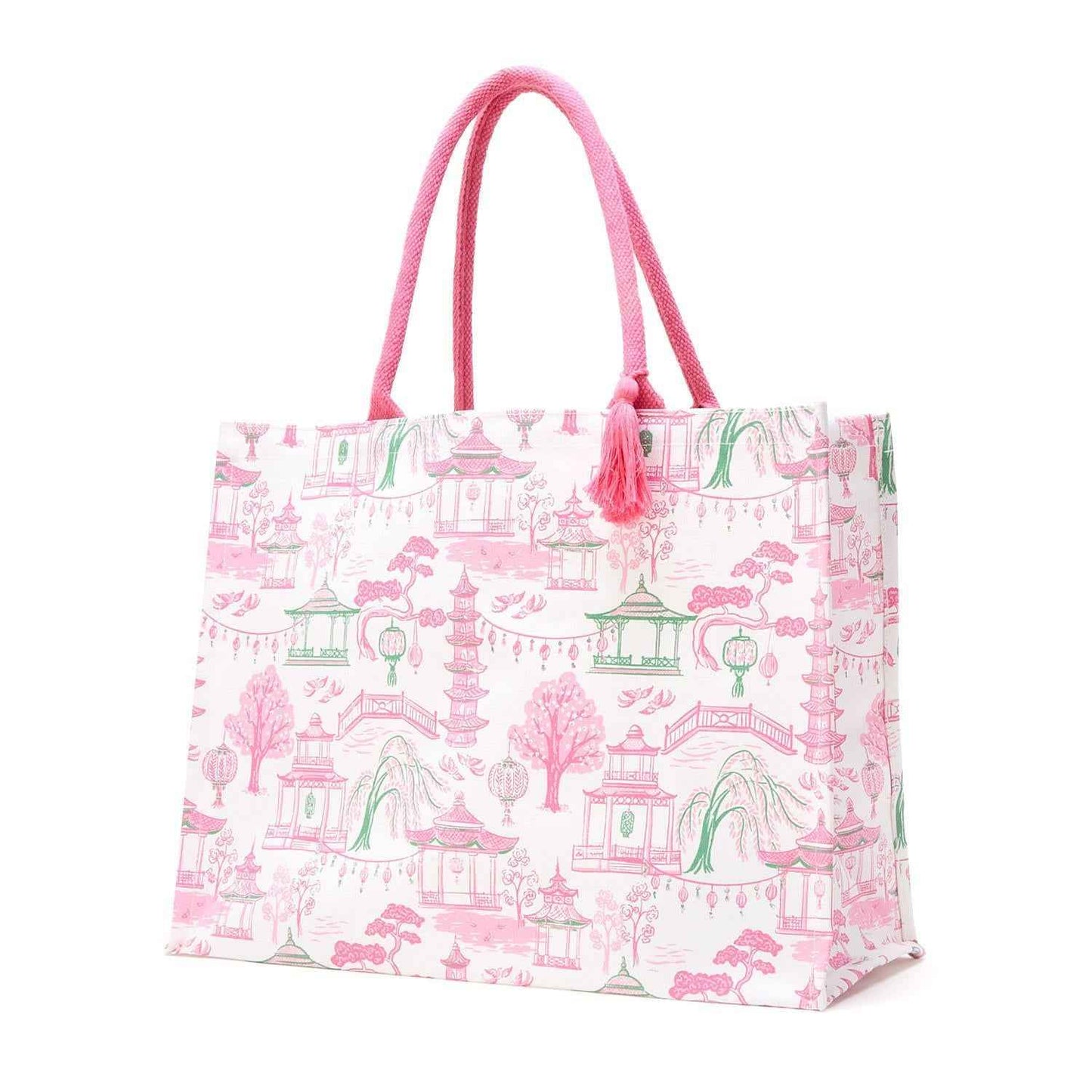 Mahjong Block Print Canvas Tote Bag