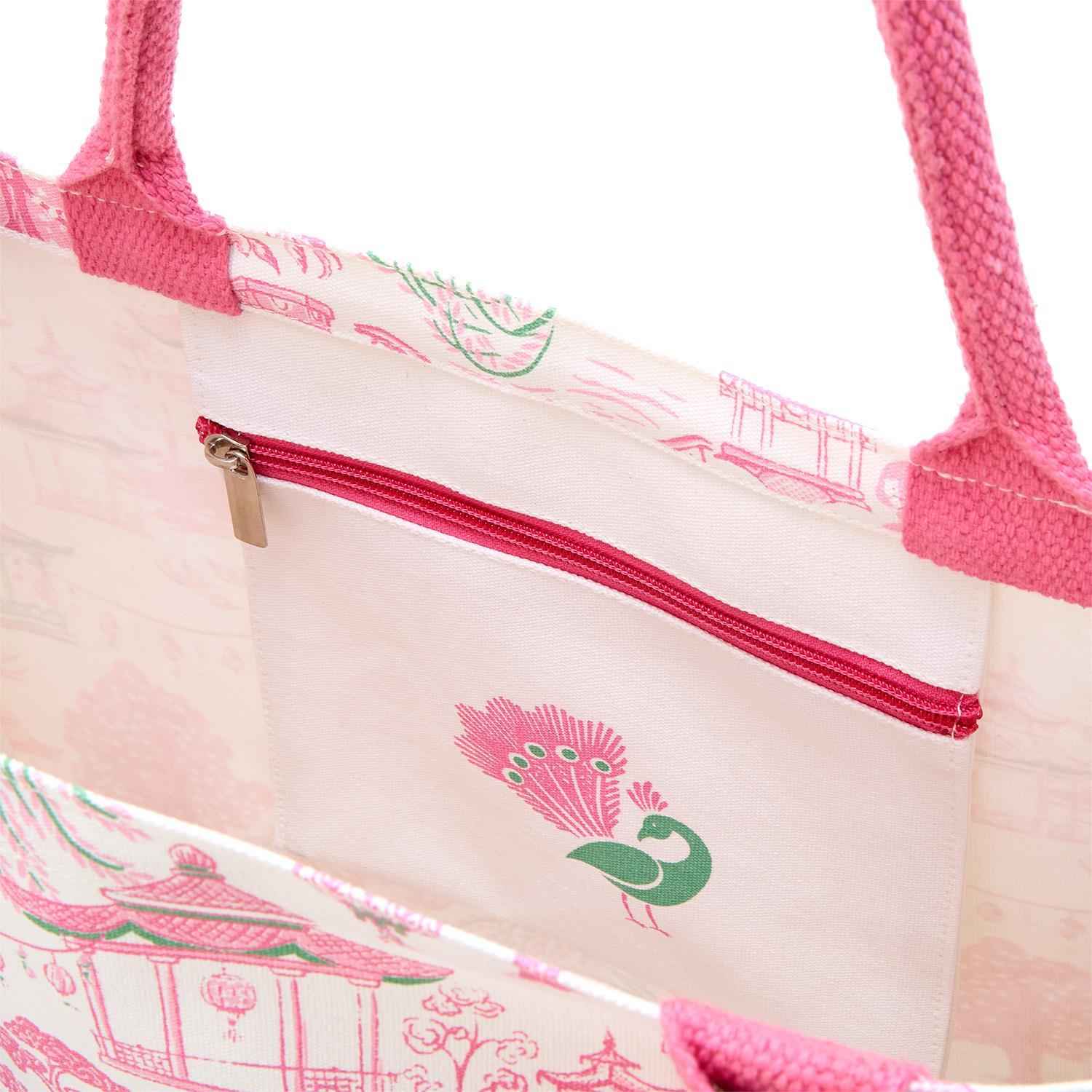 Mahjong Block Print Canvas Tote Bag