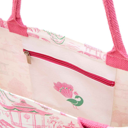 Mahjong Block Print Canvas Tote Bag