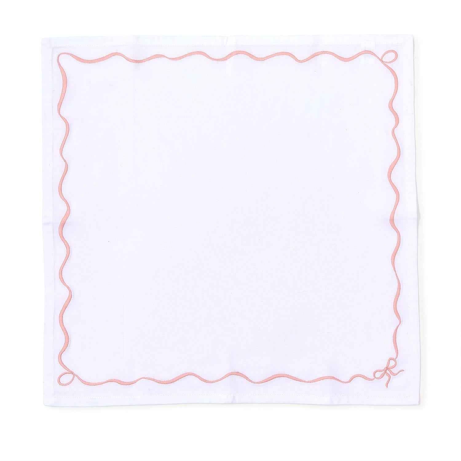 Bow-tiful Set of 4 Embroidered Bow Dinner Napkins - Cotton
