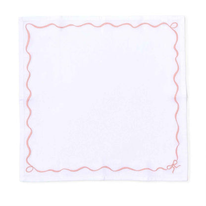 Bow-tiful Set of 4 Embroidered Bow Dinner Napkins - Cotton